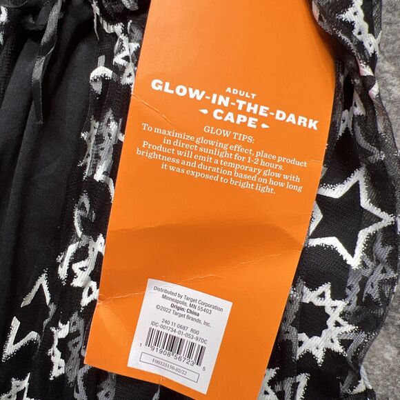 Hyde And Eek! NEW Glow In The Dark Halloween Cape Adult OSFM Black Stars Witch - Picture 3 of 6